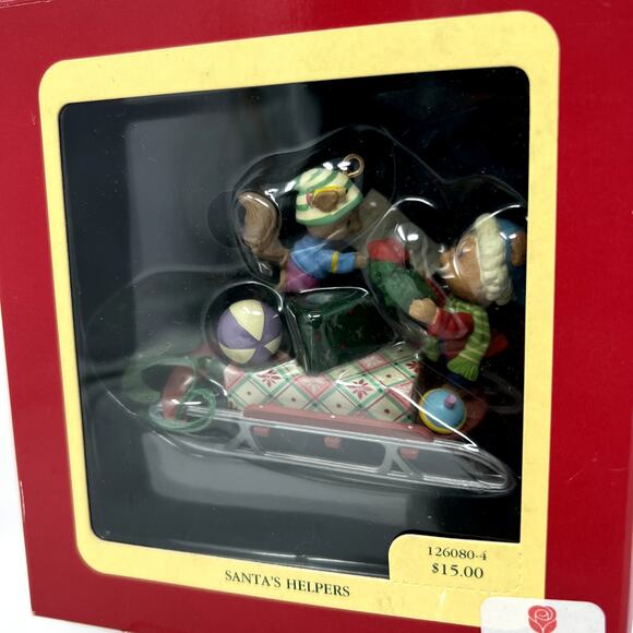 1992 Carlton Cards Heirloom Collection Christmas Santa's Helpers Ornament VTG - Picture 2 of 8